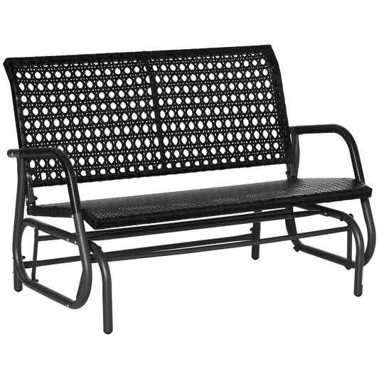 Outsunny Mecedora De Ratán De 2 Plazas Para Jardín Marco De Metal Negro_0