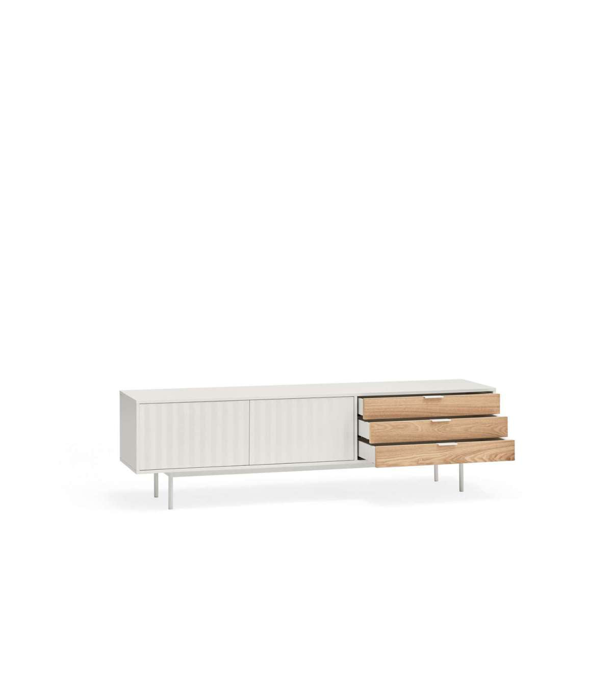 Mueble Para Televisión Modelo Sierra 2 Puertas 3 Cajones Acabado Blanco/roble, 40cm(ancho_2