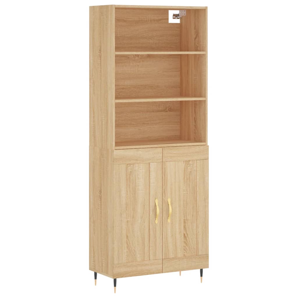 Aparador Alto Madera Contrachapada Color Roble 69,5x34x180 Cm_1