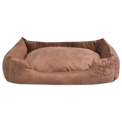 Vidaxl Cama Para Perro Con Cojín Pu Cuero Artificial Talla M Beige_1