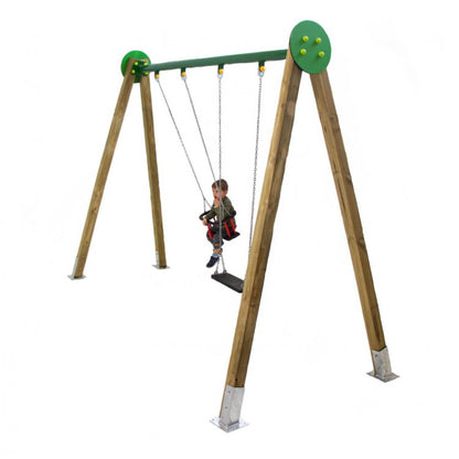 Columpio Doble De Madera Masgames Draco (asientos Mixtos) Superficie De Arena, Tierra O Cesped.