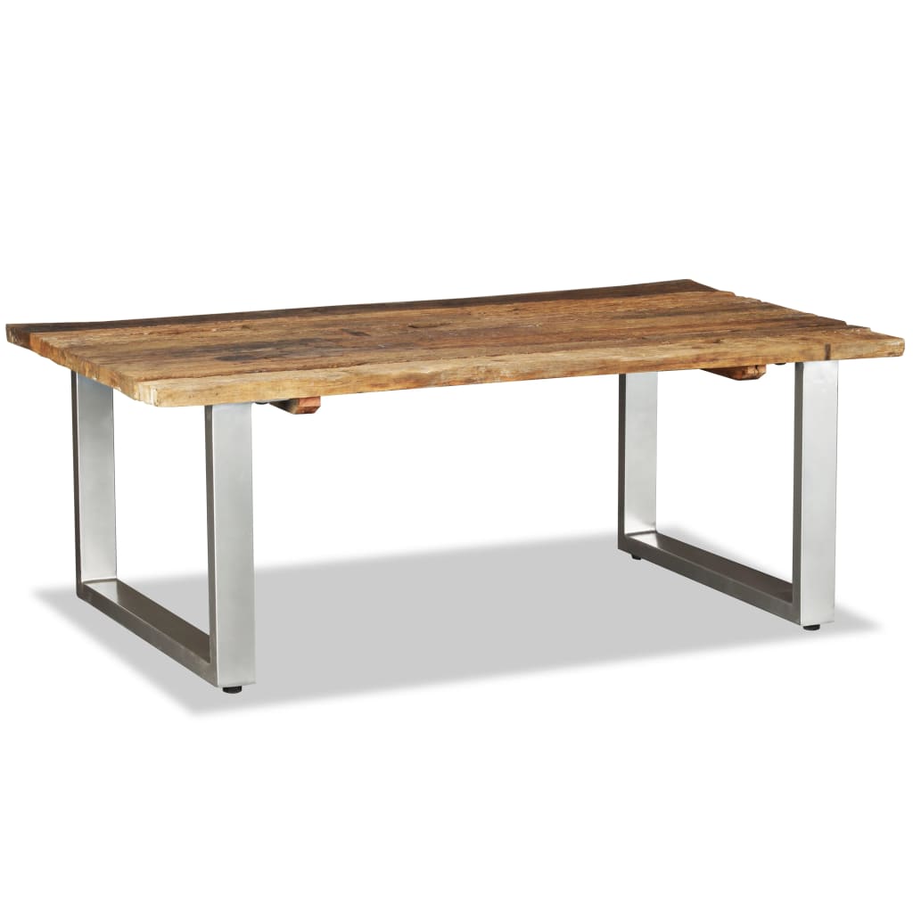 Mesa De Centro Madera Maciza Reciclada 100x60x38 Cm_0