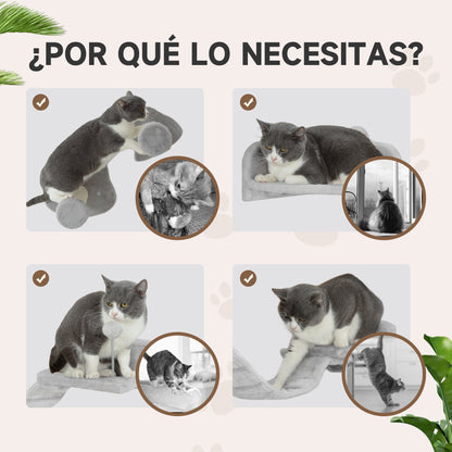 Pawhut Juego De Pared De Escalada Para Gatos De 4 Piezas Con Plataformas Gris_5