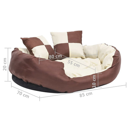 Vidaxl Cojín Para Perro Reversible Y Lavable Marrón Y Crema 85x70x20cm_2