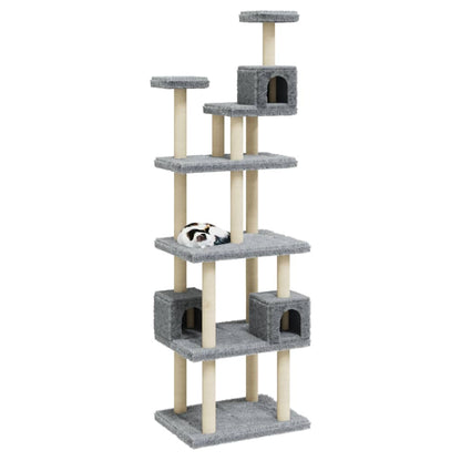 Rascador Para Gatos Con Postes De Sisal Gris Claro 188 Cm_2