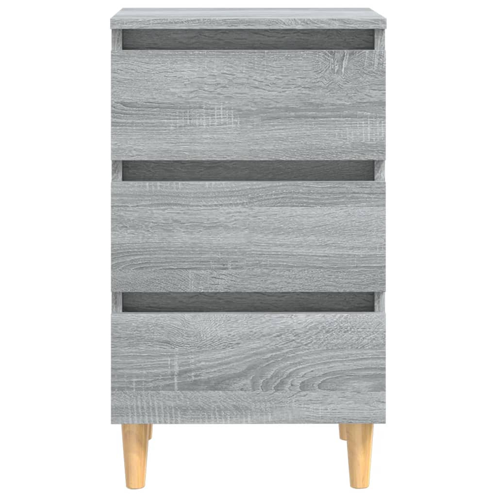 Mesita De Noche Con Patas Madera Maciza Gris Sonoma 40x35x69 Cm_4
