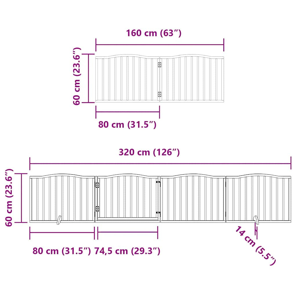 Vidaxl Puerta Para Perros Plegable 6 Paneles Madera De Álamo 480 Cm_2