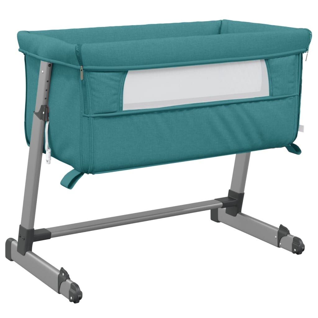 Vidaxl Cuna Con Colchón Tela De Lino Verde_0