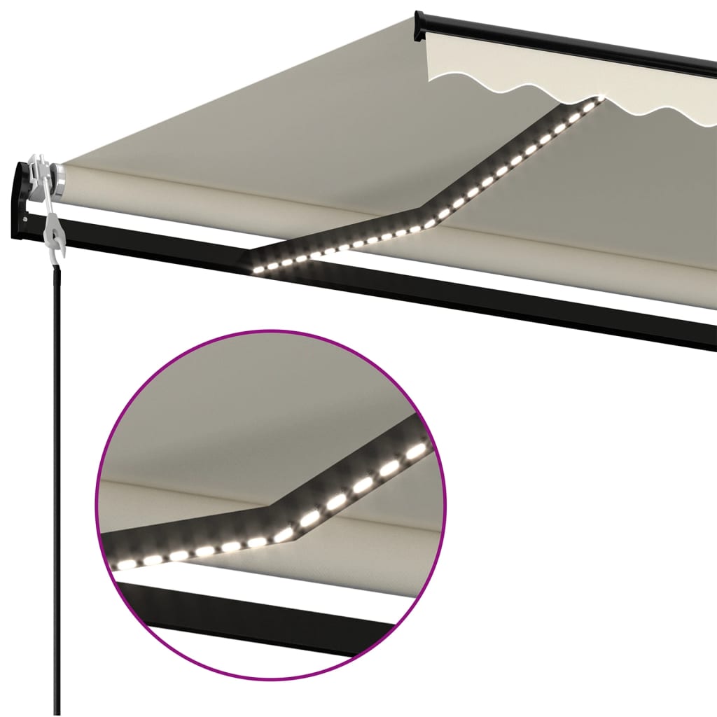 Toldo Automático Con Led Y Sensor De Viento Crema 400x350 Cm_3