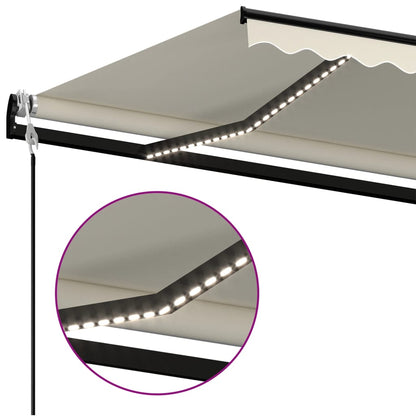 Toldo Automático Con Led Y Sensor De Viento Crema 400x350 Cm_3