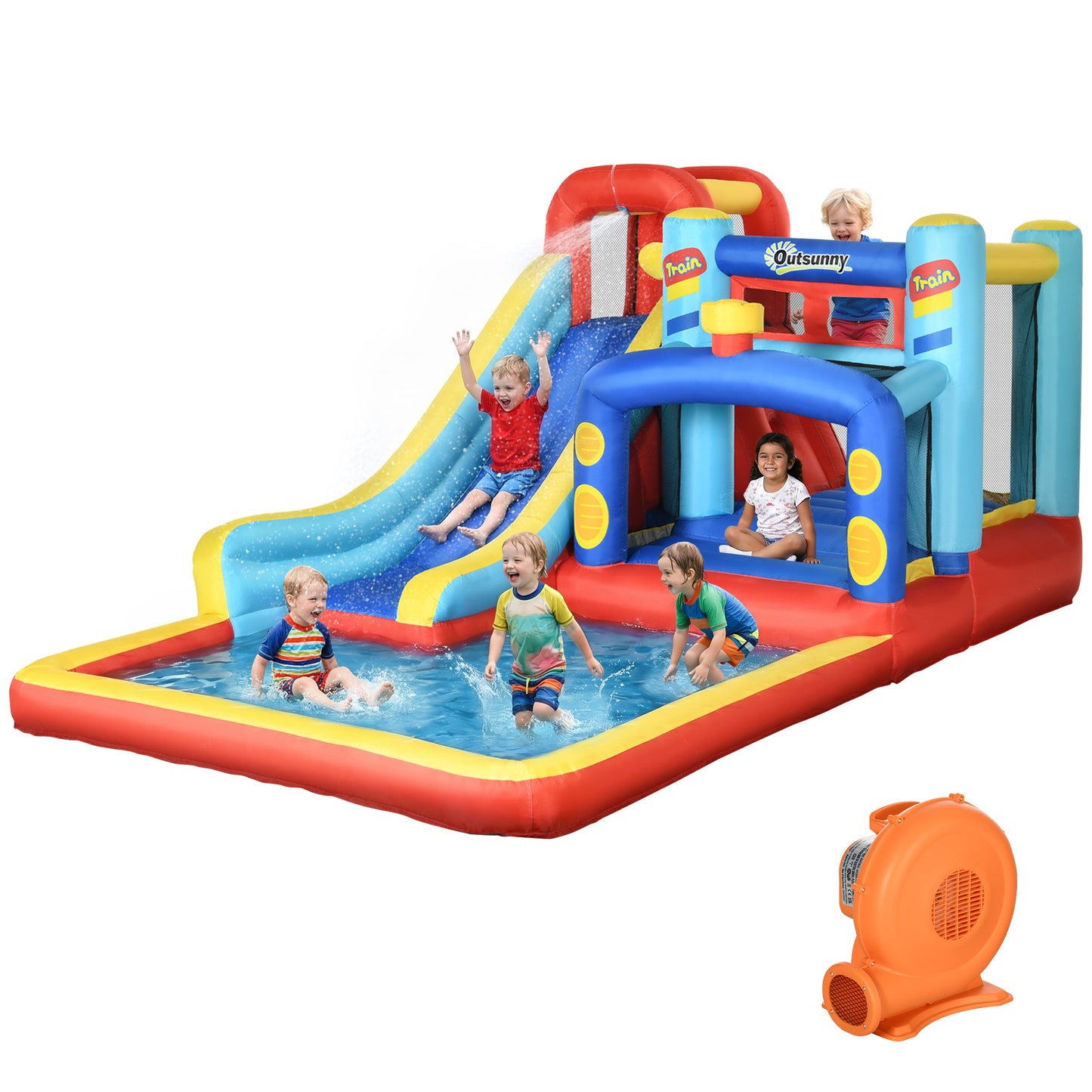 Outsunny Castillo Hinchable Para Niños Con Soplador 435x245x200 Cm Multicolor_0