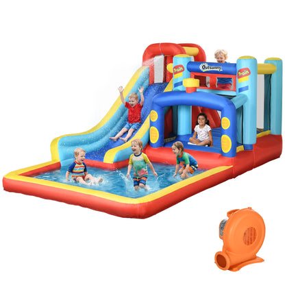 Outsunny Castillo Hinchable Para Niños Con Soplador 435x245x200 Cm Multicolor_0