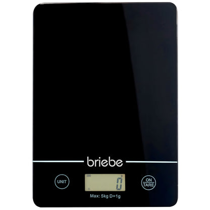 Báscula Cocina Digital Balanza Alta Precisión, Peso Comida Hasta 5kg Graduación 1g Función Tara, Briebe, Kw1163, Negro_0