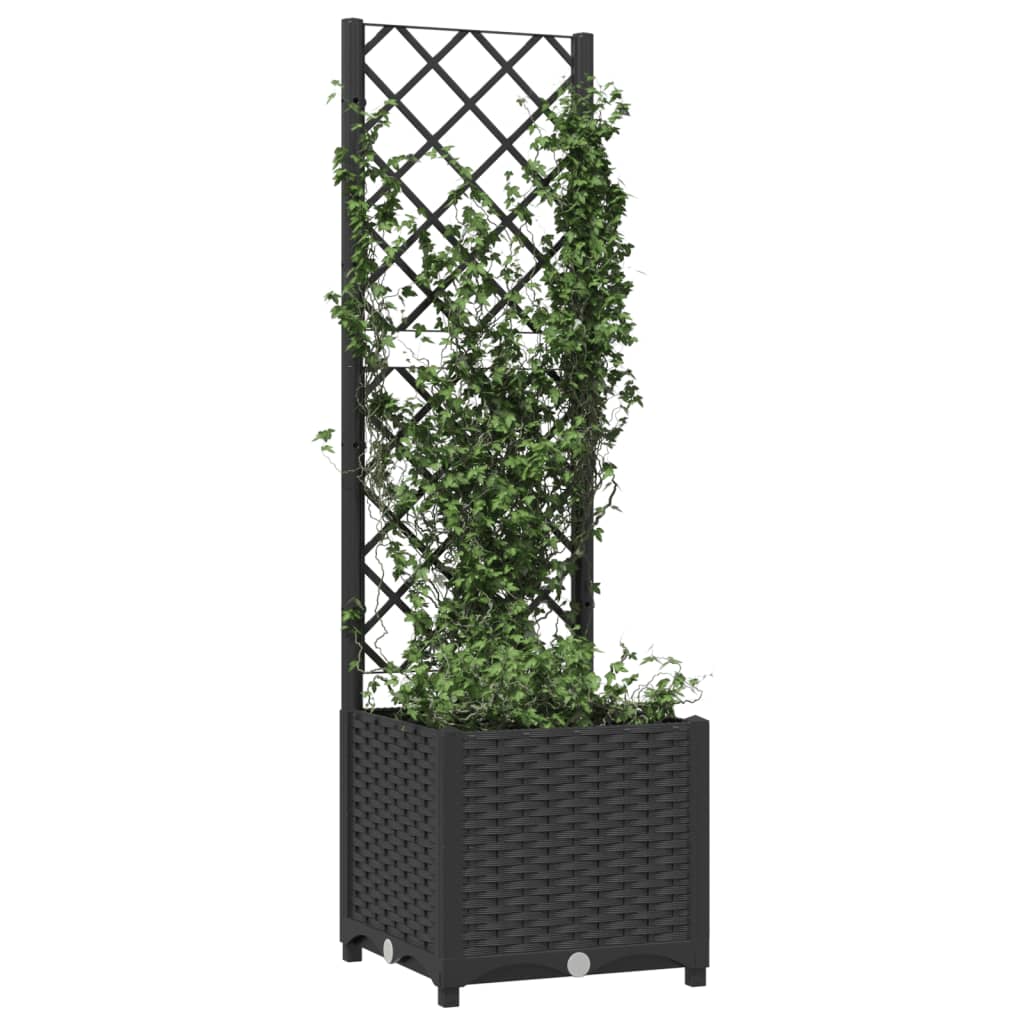 Jardinera De Jardín Con Enrejado, Color Negro, 40 X 40 X 136 Cm, Pp_2
