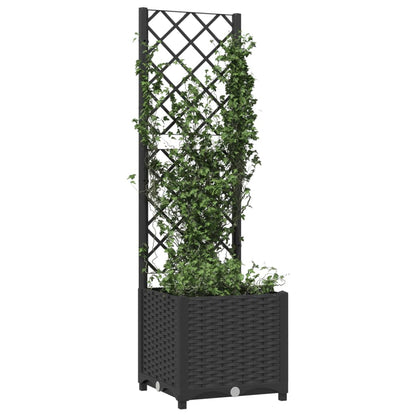 Jardinera De Jardín Con Enrejado, Color Negro, 40 X 40 X 136 Cm, Pp_2
