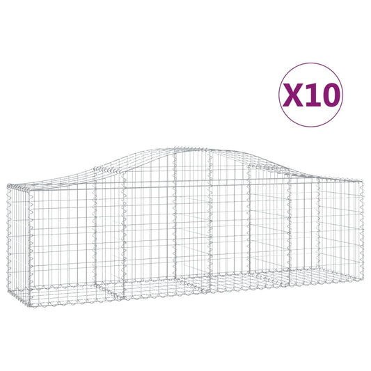 Cestas De Gaviones 10 Uds Forma De Arco Hierro 200x50x60/80 Cm_0