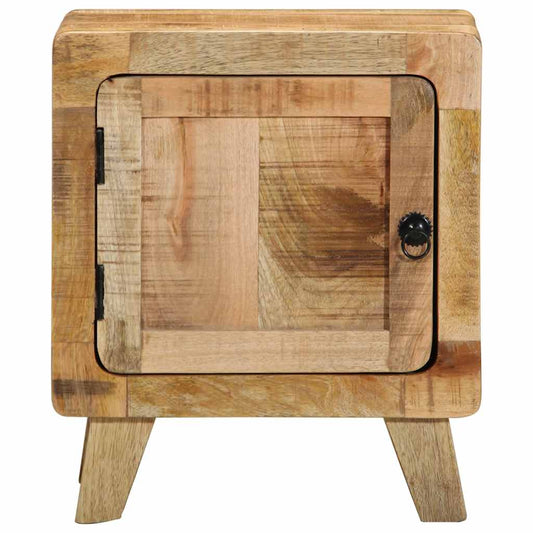 Mesita De Noche De Madera Maciza De Mango Rugosa 40x32x46 Cm_0