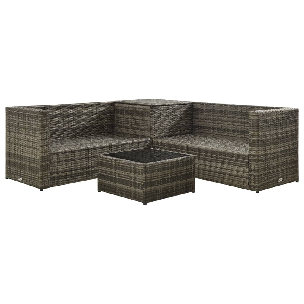 Vidaxl Set De Sofás De Jardín 4 Piezas Y Cojines Ratán Sintético Gris_1