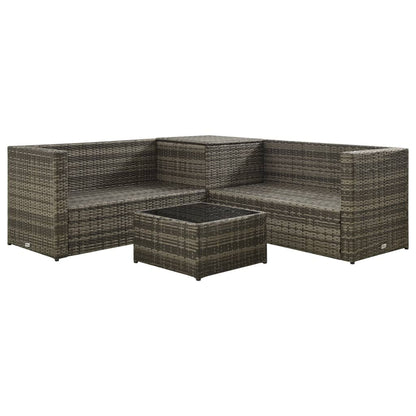 Vidaxl Set De Sofás De Jardín 4 Piezas Y Cojines Ratán Sintético Gris_1