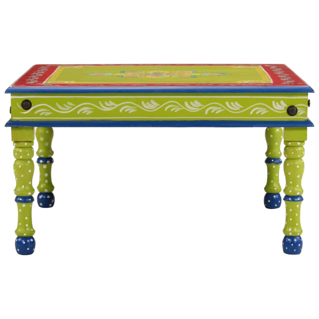 Mesa De Centro Madera Maciza De Mango Verde Pintada A Mano_0