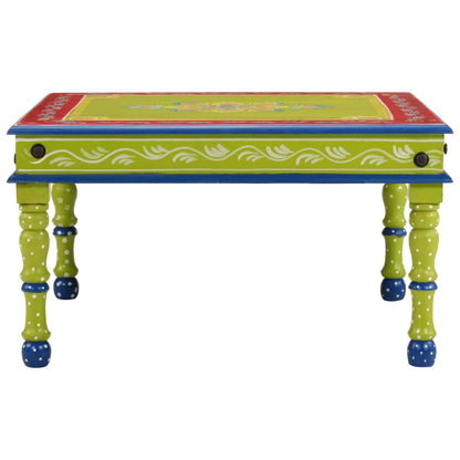 Mesa De Centro Madera Maciza De Mango Verde Pintada A Mano_0