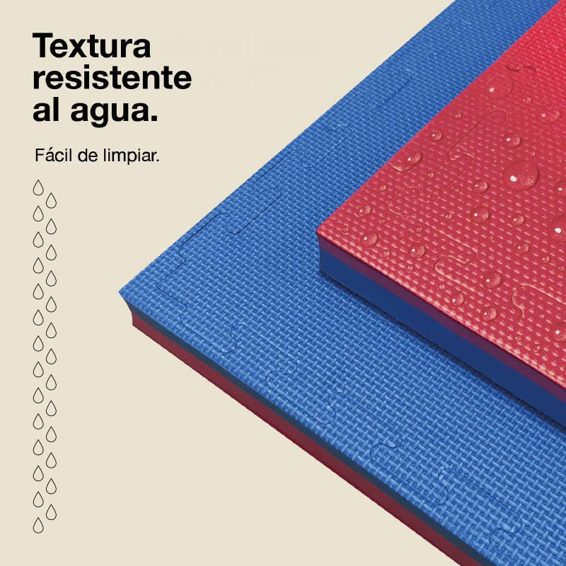 Tatami Puzzle 4cm 100x100cm, Pack 4 Unidades – Superficie T Azul/rojo Jowy_4
