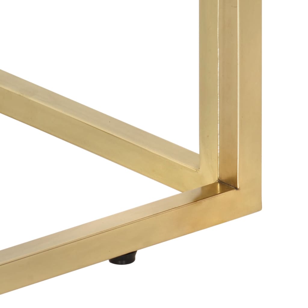 Mesa De Centro Acero Inoxidable Madera Maciza Traviesa Dorado_4