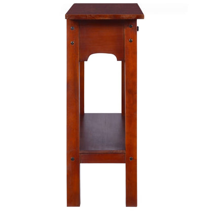 Mesa Consola Clásica De Madera Maciza Caoba Marrón 90x30x75cm_2