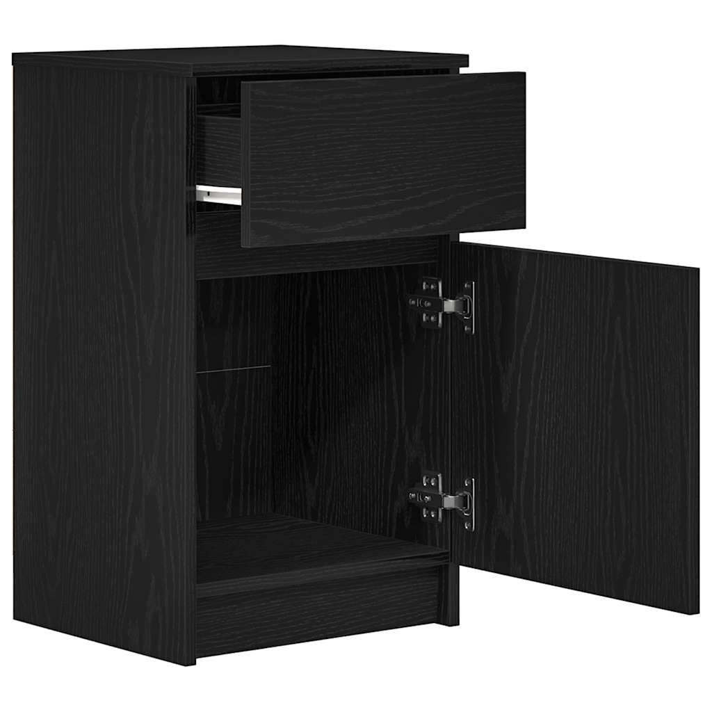 Mesilla De Noche De Madera De Ingeniería Negra 39x35x65 Cm_3