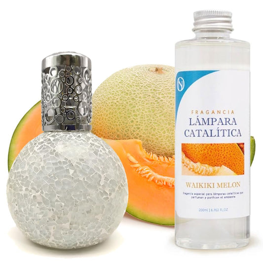 Lámpara Catalítica Mosaico Blanco + Fragancia Waikiki Melon 200 Ml - Elimina Malos Olores, Impurezas Y Perfuma_0