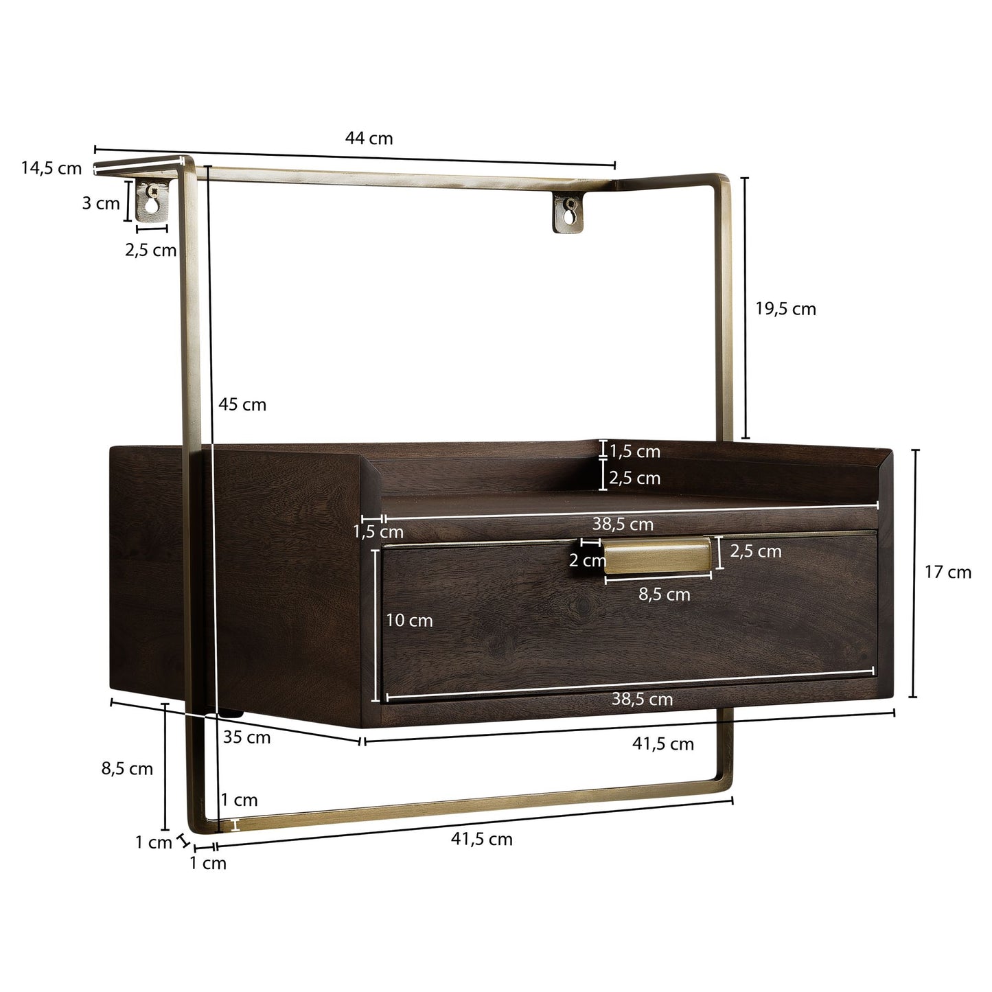 Consola De Noche Para Montaje En Pared 44x45x35 Xm_3