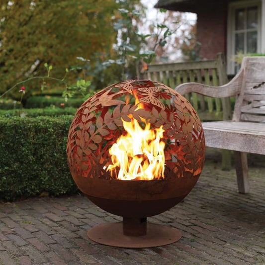 Esschert Design Patrón De Hoja De Bola De Fuego Cortado Con Láser Marrón Óxido Ff294_0