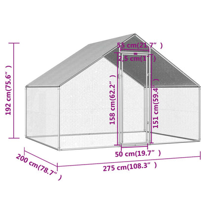 Vidaxl Jaula Gallinero De Exterior De Acero Galvanizado 2,75x2x1,92 M_5