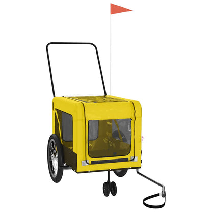 Remolque Bicicleta Mascotas Hierro Tela Oxford Amarillo Negro_0