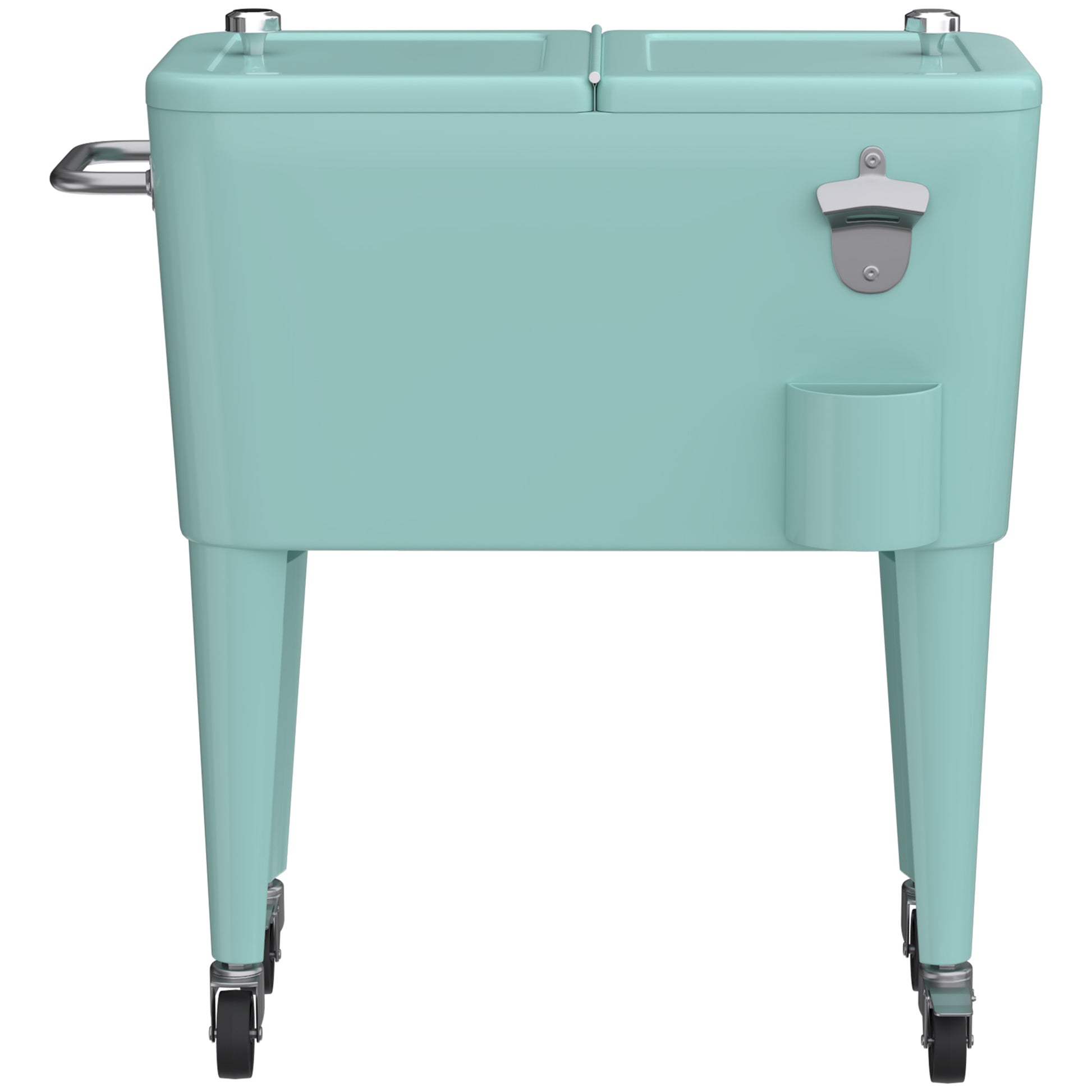 Outsunny Carro De Bebidas Refrigerado 56l Con Ruedas Abrebotellas Recogetapas_3