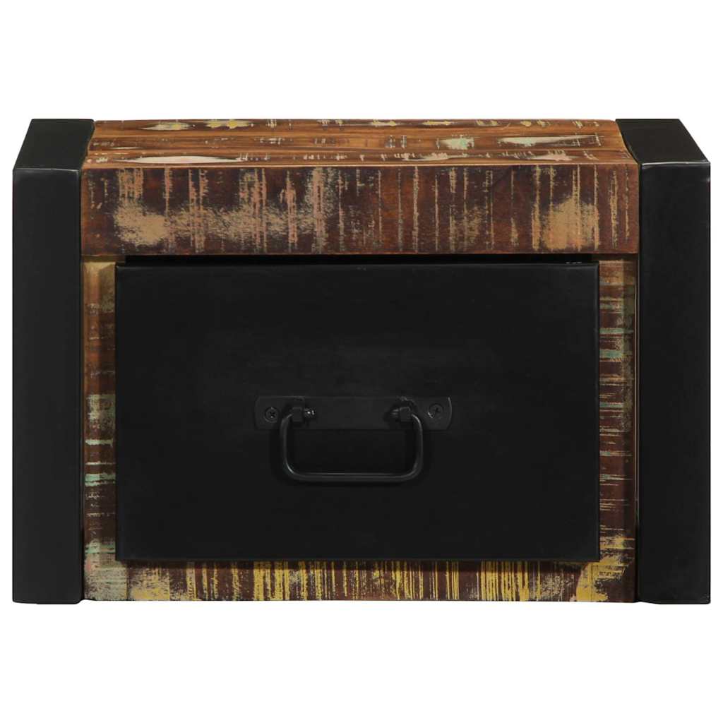 Mesilla De Noche Multicolor 40x35x25 Cm Madera Maciza Reciclada_3