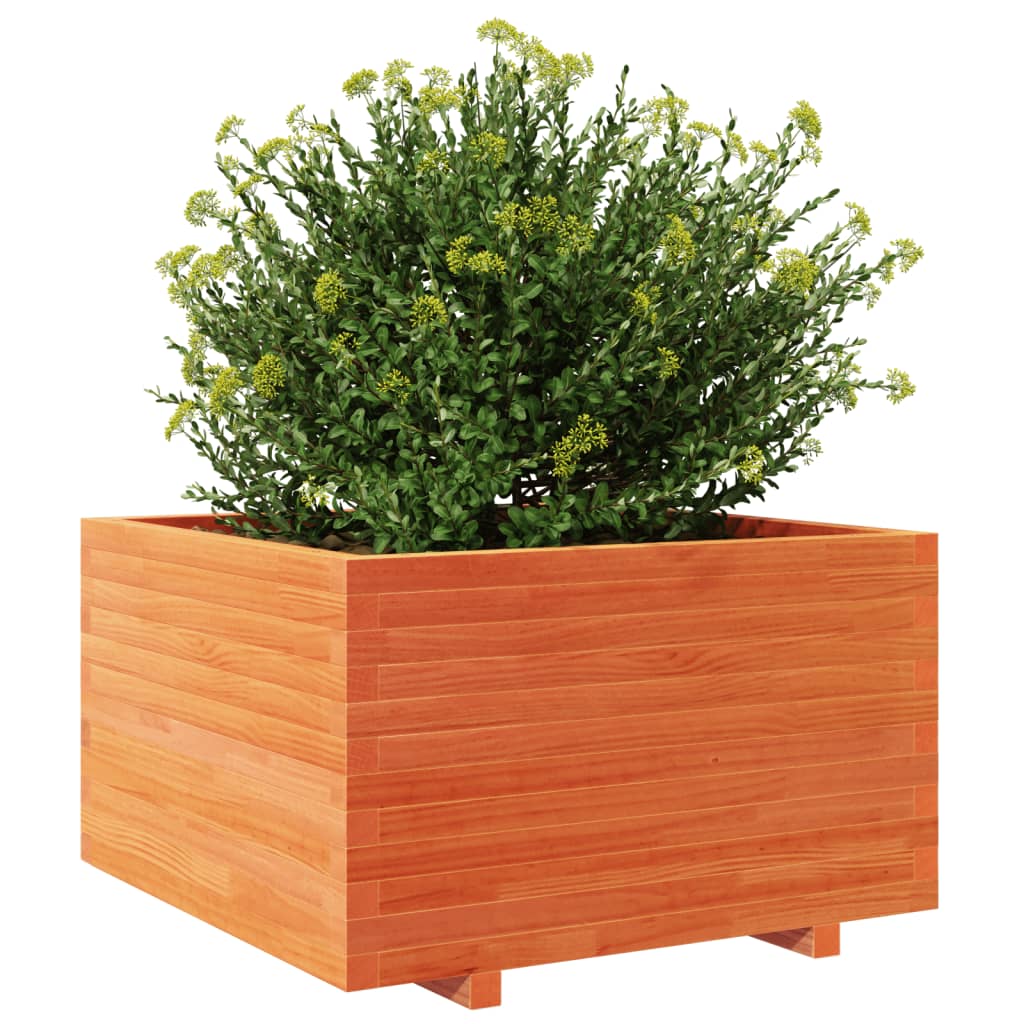 Jardinera Madera Maciza De Pino Marrón Cera 80x80x49,5 Cm_3
