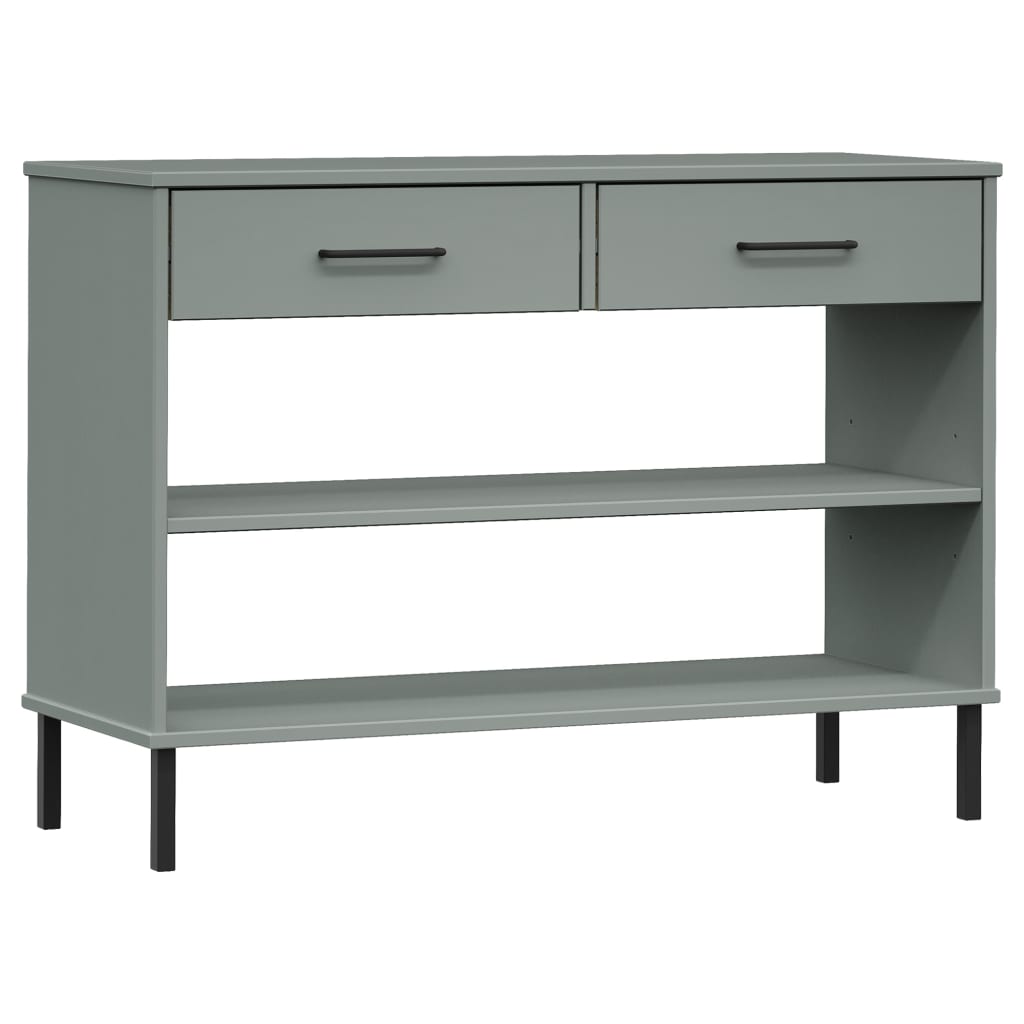 Armario Consola Patas De Metal Madera Maciza Pino Gris Oslo_0