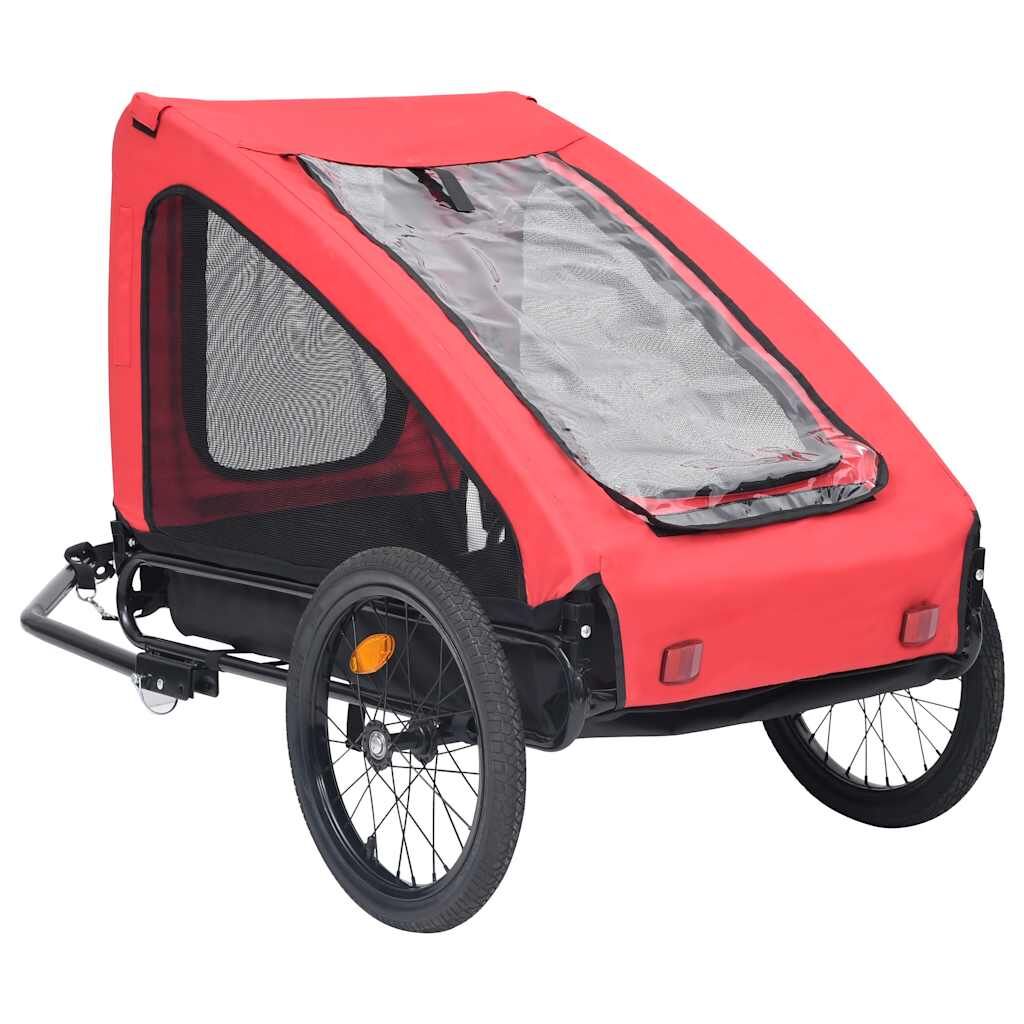 Vidaxl Remolque De Bicicleta Para Mascotas Rojo Y Negro_4