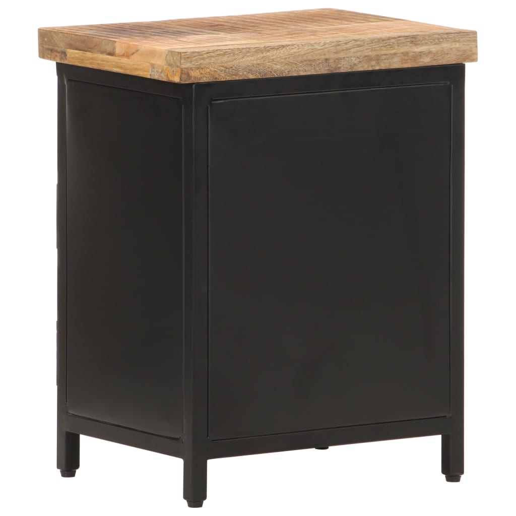 Mesita De Noche De Madera Maciza De Mango Rugosa 40x30x52 Cm_2