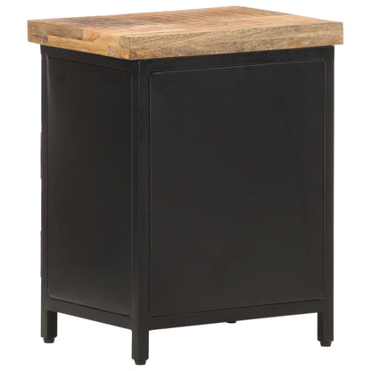 Mesita De Noche De Madera Maciza De Mango Rugosa 40x30x52 Cm_2