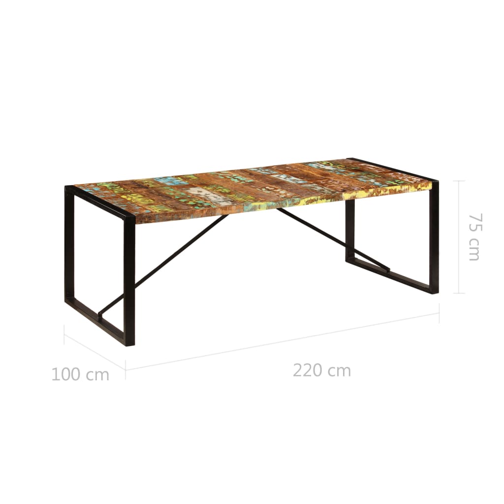 Mesa De Comedor De Madera Maciza Reciclada 220x100x75 Cm_4