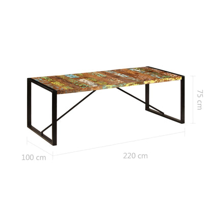 Mesa De Comedor De Madera Maciza Reciclada 220x100x75 Cm_4
