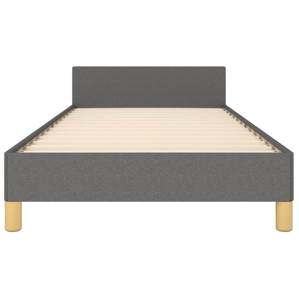 Estructura De Cama Con Cabecero De Tela Gris Oscuro 90x190 Cm / Vetonek_2