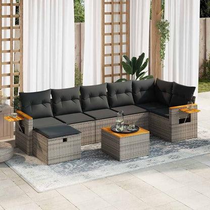 Set De Sofás De Jardín Y Cojines 8 Piezas Ratán Sintético Gris / Vetonek_3