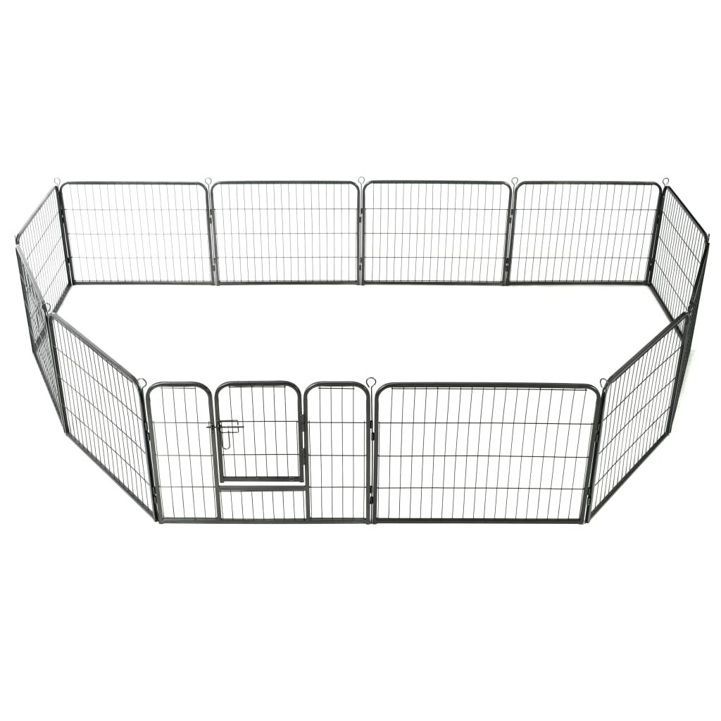 Vidaxl Corral Para Perros 12 Paneles De Acero 80x60 Cm Negro_1