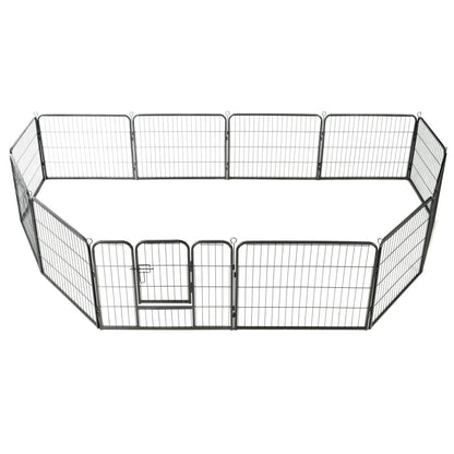 Vidaxl Corral Para Perros 12 Paneles De Acero 80x60 Cm Negro_1