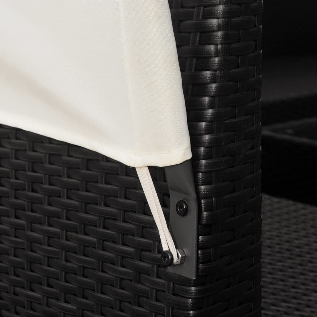 Vidaxl Set Muebles De Jardín 9 Pzas Con Toldos Ratán Sintético Negro_4