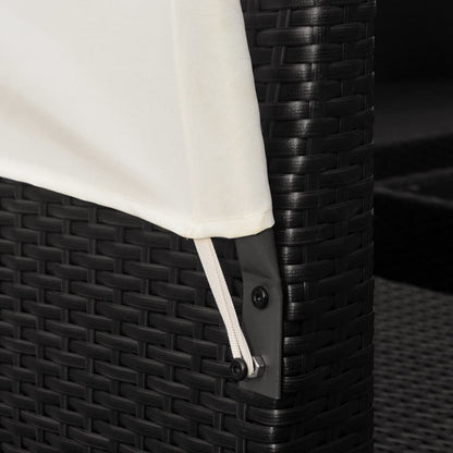 Vidaxl Set Muebles De Jardín 9 Pzas Con Toldos Ratán Sintético Negro_4