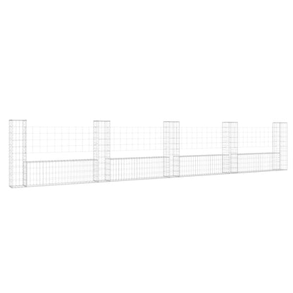 Cesta De Gaviones Forma De U 5 Postes De Hierro 500x20x100 Cm / Vetonek_5